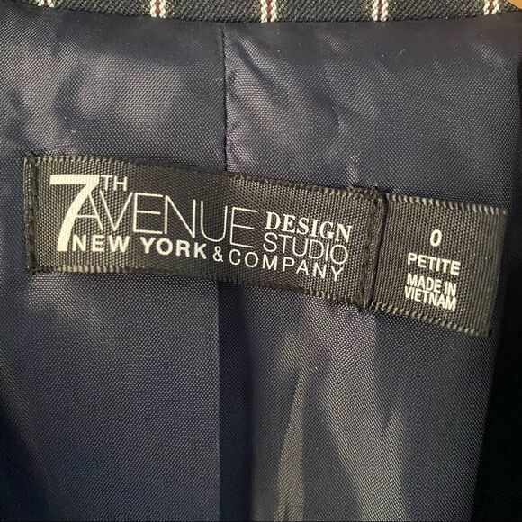 New York & Company | Navy Striped Blazer Jacket, Size 0P - Picture 4 of 9